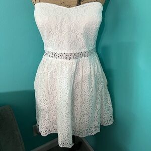 EUC Lilly Pulitzer Strapless Lace Fully Lined Mini Dress Size Large